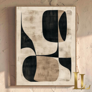 Modern Beige & Black Abstract Wall Art