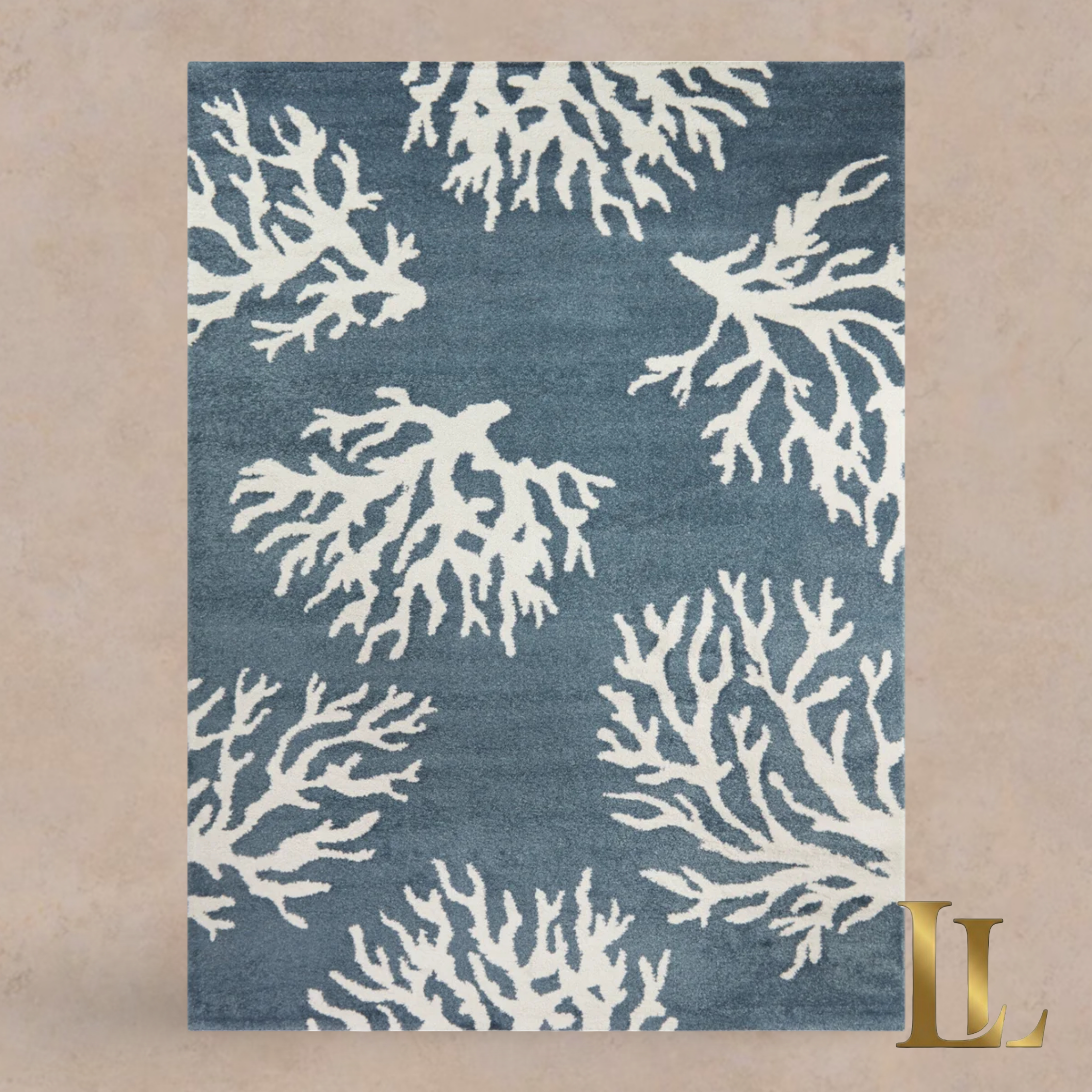 Coral Print Area Rug